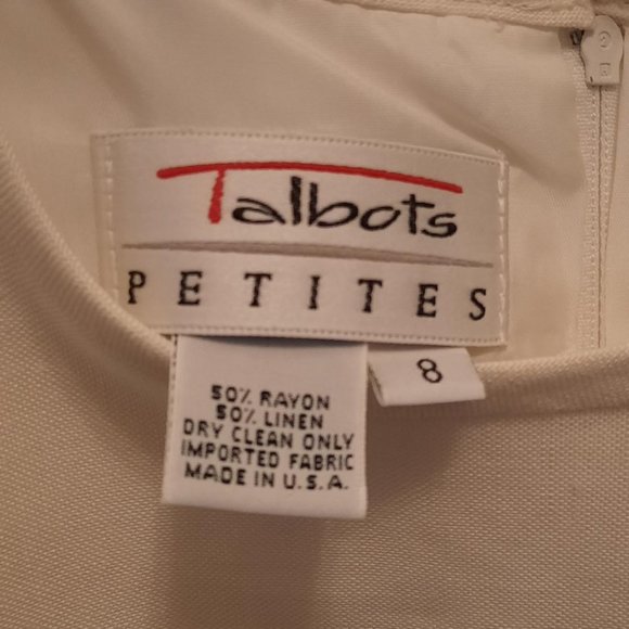 Talbots Petites Linen Blend Short-Sleeve Color-Blocked Navy Dress Size 8P - Picture 5 of 5